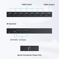 Commutateur 7 entrées 1 sortie en métal de haute qualité pour HDCP 2.0 et 2.2 avec télécommande infrarouge, commutation automatique, prend en charge 4K 60Hz