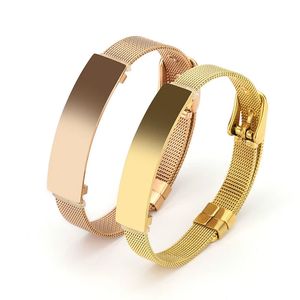 Pulsera ajustable con hebilla de cinturón de malla de joyería de acero inoxidable con citas inspiradoras personalizadas al por mayor - Product Image 3