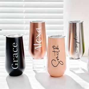 Gobelet à champagne personnalisé avec couvercle, verre à vin isotherme en acier inoxydable de 6 oz, cadeau personnalisé pour demoiselle d'honneur pour enterrement de vie de jeune fille - Product Image 3