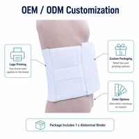 Ceinture abdominale post-chirurgicale blanche avec panneau rembourré à 3 niveaux