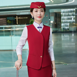 Custom logo Women Waistcoat Vest Formal Aviation <strong>Airline</strong> <strong>Hostess</strong> <strong>Uniform</strong> Fashion <strong>Airline</strong> Stewardess <strong>Uniform</strong> - Product Image 6