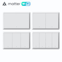 Interrupteur intelligent Wi-Fi Matter à bouton-poussoir 1 à 4 gangs, sans fil neutre, compatible HomeKit, commande vocale, fonctionne avec Tuya, Alexa, Google Home