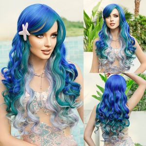 Peluca Larga y Rizada de 80cm, Multicolor, Estilo Harajuku, para Cosplay de <span class=keywords><strong>Anime</strong></span>, Material Sintético de Seda Resistente a Altas Temperaturas, Gran Venta - Product Image 2