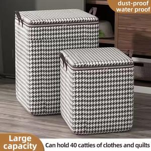 Caja de Almacenamiento Rectangular Moderna de Bambú para Edredones y Ropa, Organizador Plegable para Guardar Mantas en el Armario, para el Hogar o el Automóvil - Product Image 2
