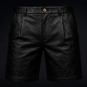 Shorts Bermuda Homme de Luxe en Cuir Écologique Brodé Coupe Ajustée Couleur Unie Décontracté Chic Poches Fonctionnelles Doux - Product Image 5