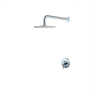 Grifo de Ducha Montado en la Pared, Cromado, con Cabezal de Ducha Tipo Lluvia, 1 Manija, Diseño Minimalista - Product Image 1