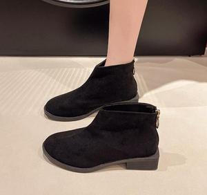 Botas cortas de gamuza con doble cremallera para mujer, botines de nuevo estilo. - Product Image 2