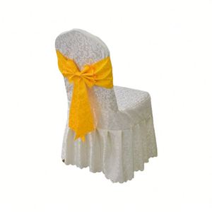 Housses de chaise en dentelle jaunes de haute qualité, extensibles, plusieurs couleurs, taille universelle, housses de chaise à ruban pour l'intérieur - Product Image 1
