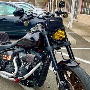 Arnés de cableado y soporte para faro delantero Chiefdom <span class=keywords><strong>Baja</strong></span> LP6 para HD Softail 2018+ Street Bob - Fácil instalación, negro, modernización/actualización - Product Image 5