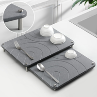 Tapis de séchage de vaisselle en pierre super absorbant, 2 pièces, tapis en terre de diatomée avec pieds antidérapants en acier inoxydable pour une utilisation en cuisine