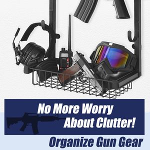 Support mural pour 4 <span class=keywords><strong>fusils</strong></span> avec panier de rangement, support pour <span class=keywords><strong>fusils</strong></span> et présentoir à armes, vente en gros d'usine et sur mesure - Product Image 3