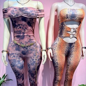 <span class=keywords><strong>Combinaison</strong></span> sexy à imprimé animalier en maille à épaules dénudées + <span class=keywords><strong>Combinaison</strong></span> moulante ajourée pour <span class=keywords><strong>femme</strong></span> - Product Image 2