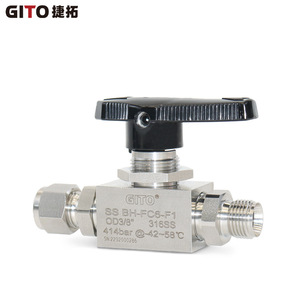 Vanne à boisseau sphérique haute pression en acier inoxydable SS316L avec raccord à compression manuel, conception à passage direct - Product Image 3