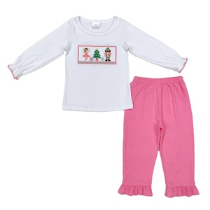 Đáng Yêu Bé Cô Gái Giáng Sinh Quần Áo Bộ 2Pcs Mô Hình Giáng Sinh In Dài Tay Áo Ruffle Áo Áo + Túi legging Quần - Product Image 6