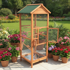 กรงนกพิราบทำจากไม้ SDB005กรงนกมีลวดลายพร้อมขาตั้งสำหรับนกคอกแคเทิล - Product Image 1