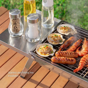 Parrilla Portátil de Carbón de Acero Inoxidable, Parrilla de Barbacoa Plegable de Sobremesa con Estantes Laterales para Acampar y Hacer Picnic al Aire Libre - Product Image 6