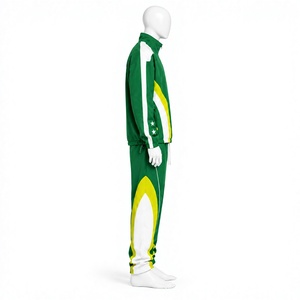 Conjunto Deportivo Unisex Verde, Amarillo y Blanco con Bloques de Color, Cremallera Completa, Transpirable, Hecho de Poliéster por Elson Sports - Product Image 4