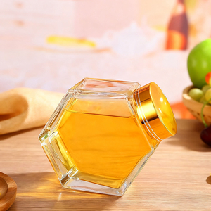 Bán Buôn Rõ Ràng Biểu Tượng Tùy Chỉnh Lưu Trữ Mật Ong <span class=keywords><strong>Jar</strong></span> Gáo Rỗng Container Thủy Tinh Mật Ong <span class=keywords><strong>Jar</strong></span> Hình Lục Giác Mật Ong Hình Lọ Với Nắp - Product Image 3