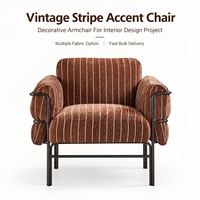 Fauteuil d'appoint simple à cadre métallique en tissu rayé, qualité commerciale, directement de l'usine, pour hôtel, salon, villa