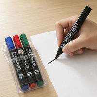 Ensemble de 4 stylos marqueurs permanents de couleur, pointe ronde imperméable, marqueurs à pointe biseautée pour le bureau, l'école, l'écriture