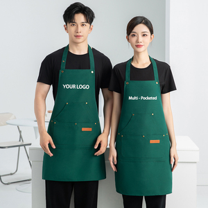 ผ้ากันเปื้อนผ้าใบกันน้ำมีหลายกระเป๋าผ้ากันเปื้อนสำหรับร้านอาหารบาร์บาร์บีคิวออกแบบโลโก้ได้ตามต้องการ - Product Image 1
