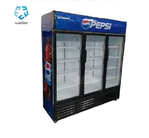 大容量三门玻璃冰箱饮料展示立式商用冰箱
