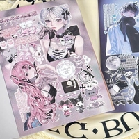 Nouvel album d'autocollants japonais Y2K mignon pour filles, journal, coque de téléphone, scrapbooking DIY, autocollants décoratifs Kawaii, cadeau