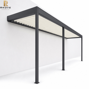 Pergola bioclimatique motorisée RKOVE RK-C1 3*6m sur mesure, style à pignon incliné, avec lames orientables et éclairage LED, pour allée de villa, abri extérieur - Product Image 6