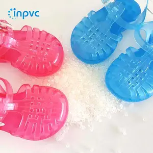 Grânulos compostos de pvc transparente para sapatos de geleia flexíveis para crianças