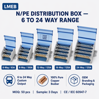 125A Rail Type zéro fil de terre bornier boîte de Distribution laiton à courant élevé PC2 rangée 15 trous boîte de jonction
