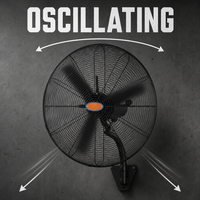 Ventilateur mural électrique à 3 pales métalliques, haute vitesse, oscillant, industriel, pour entrepôt, atelier, garage, refroidissement extérieur