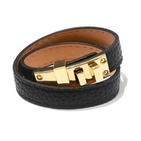 Bracelet en cuir à double couche avec fermoir pivotant
