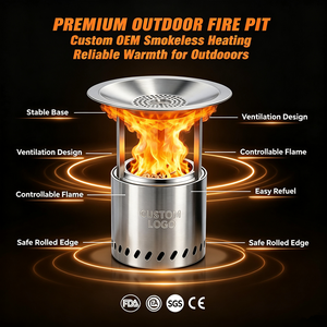 <span class=keywords><strong>Mini</strong></span> <span class=keywords><strong>Chimenea</strong></span> de Acero Inoxidable 304 de Doble Combustible (<span class=keywords><strong>Bioetanol</strong></span> y Pellets de Madera) para Mesa, Ideal para Camping, Barbacoa y Asados - Product Image 2