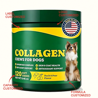 Friandises pour chiens OEM Multi Collagène, 120 comprimés en bouteille, pour une pelage sain et brillant, aide holistique à la croissance des chiots, friandises moelleuses savoureuses riches en protéines