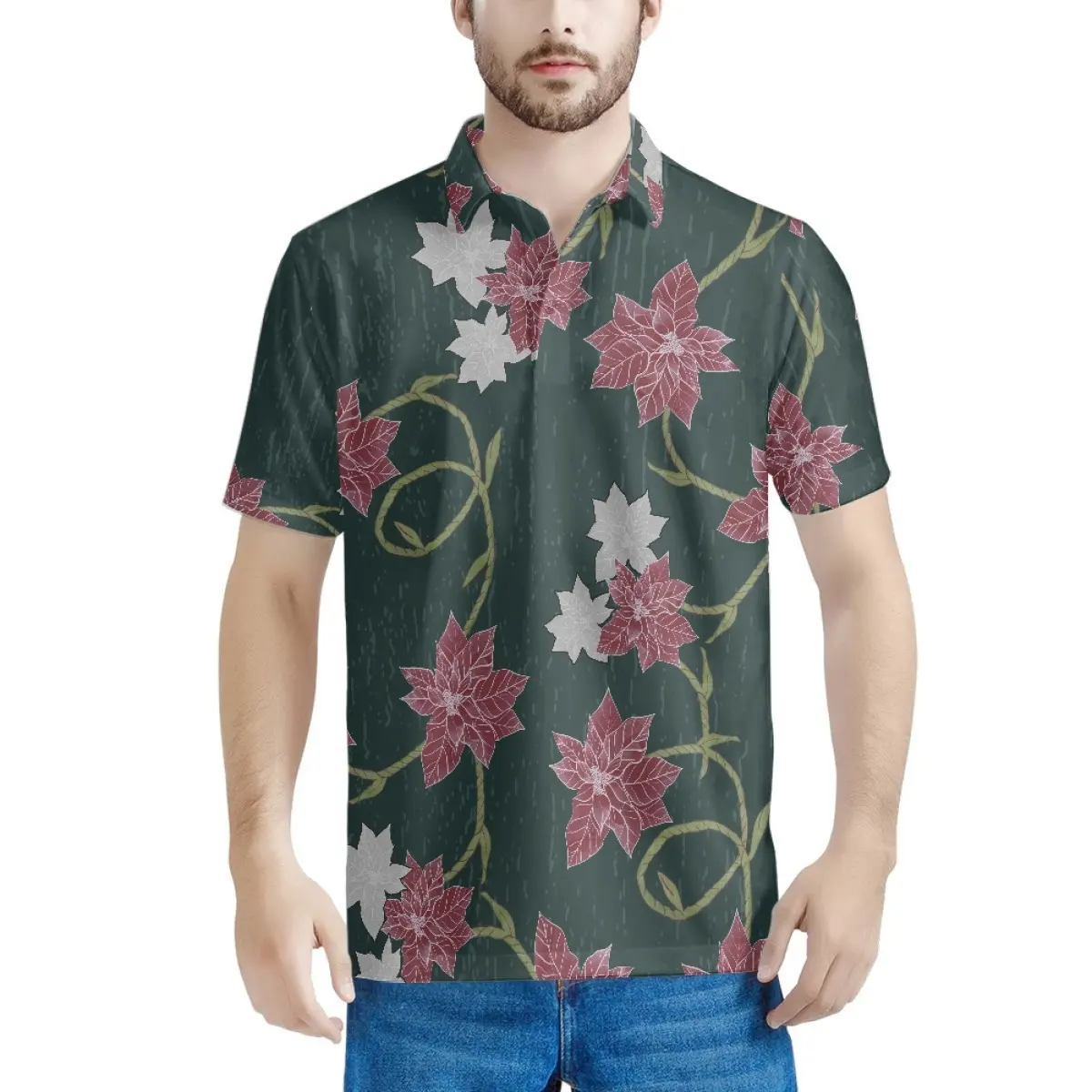ड्रॉपशीपिंग कपड़े स्टाइलिश और चमकदार हवाई पुआ कालिकमाका प्रिंट कस्टम पुरुषों के लिए सांस लेने योग्य शॉर्ट्स आस्तीन त्वरित सूखी टी शर्ट