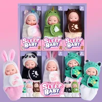 Mini poupée reborn, poupée de mode en PVC, peluche réaliste, pour 3 ans et plus, avec cape d'animal mignonne et sac de couchage, jouet cadeau