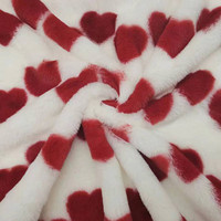 Tissu en molleton de fausse fourrure de lapin imprimé à motif de coeur pour vêtements couvertures manteaux tartan