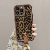 Étui de téléphone rétro en léopard brun pour iPhone 16 Pro Max 15 14 13 Filles Femmes Coque de téléphone portable en silicone souple de luxe