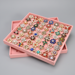 Espositore per Gioielli in Velluto <span class=keywords><strong>Rosa</strong></span> Serie Wood per Anelli e Orecchini, Vassoio Organizzatore per Gioielleria - Product Image 2