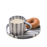 Tasse à café en céramique rayée et à pois, mug à motif moderne pour la maison, le café et les cadeaux