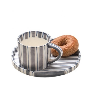 Tazza da Caffè in Ceramica <span class=keywords><strong>a</strong></span> Righe e <span class=keywords><strong>Pois</strong></span>, Tazza con Motivo Moderno per Casa, Caffetteria e Regali - Product Image 6