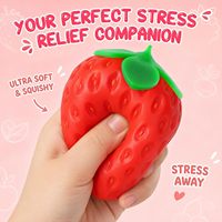 Jouet Squishy Fraise Réaliste en TPR à Remontée Lente, Anti-Stress, Balle Fidget, Cadeau de Fête pour Enfants, Vente en Gros