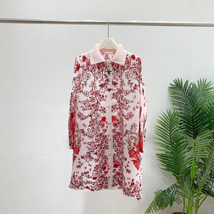 เสื้อแจ็คเก็ตพิมพ์ลายคอปกสไตล์ยุโรปและอเมริกาสำหรับผู้หญิง แขนยาว กระดุมแถวเดียว ไซส์ใหญ่ - Product Image 4