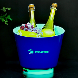 Vente en gros seau à glace led en plastique seau refroidisseur de vin champagne seau à glace led clignotant promotion de boisson - Product Image 1