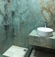 Carrelages uniques en pierre de granit turquoise poli Marbre vert clair Revêtement mural en quartzite turquoise Comptoirs Tables