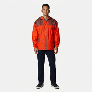 Stylish Men's Autumn Hooded Vintage Windbreaker Jacket with Stand Collar and Front Logo Lightweight Durable <b>Canvas</b> Fabric - Product Image 1