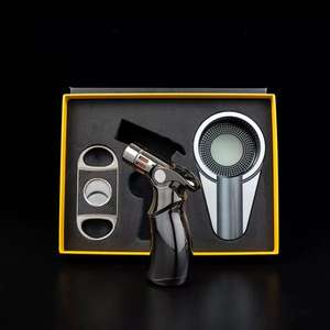 Gran oferta, juego de cortavientos de Metal personalizable con tijeras para cigarros, encendedor de tres estrechos, cortador de cigarros de doble filo - Product Image 1