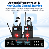 Système de monitoring intra-auriculaire sans fil double canal Gooermi EM220, audio 24 bits 48 kHz avec 2 récepteurs bodypack pour scène live