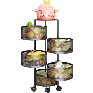 Multi-camada Rotativa Prateleira De Frutas Vegetais 3 Tier 4 Tier 5 Tier Round Cozinha Rotativa Cremalheira De Armazenamento