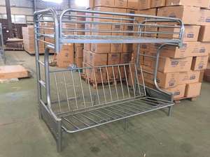 Style C Twin Over <span class=keywords><strong>Futon</strong></span> Canapé convertible <span class=keywords><strong>Lit</strong></span> superposé avec cadre en métal et échelle Noir - Product Image 4